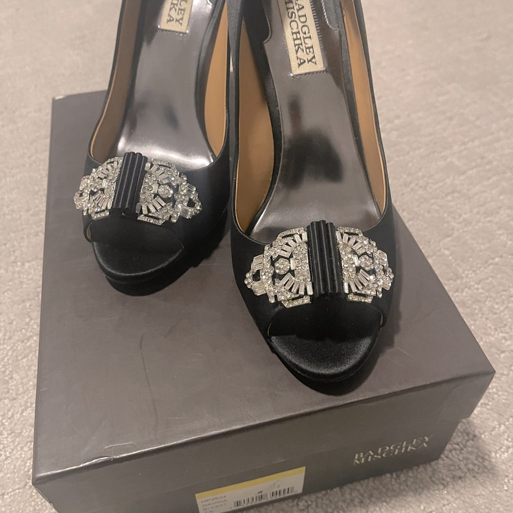 Badgley Mischka Davida Black Satin Sandal